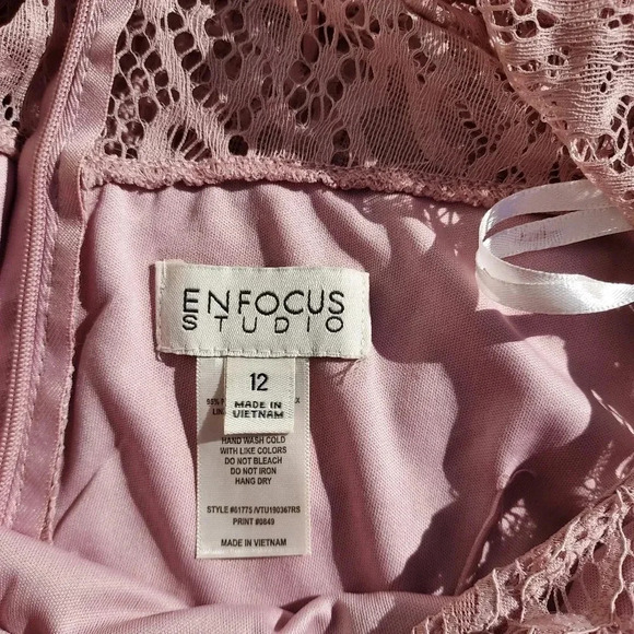 Enfocus Studio Mauve Pink Stretch Lace Dress Size 12 - Picture 8 of 12